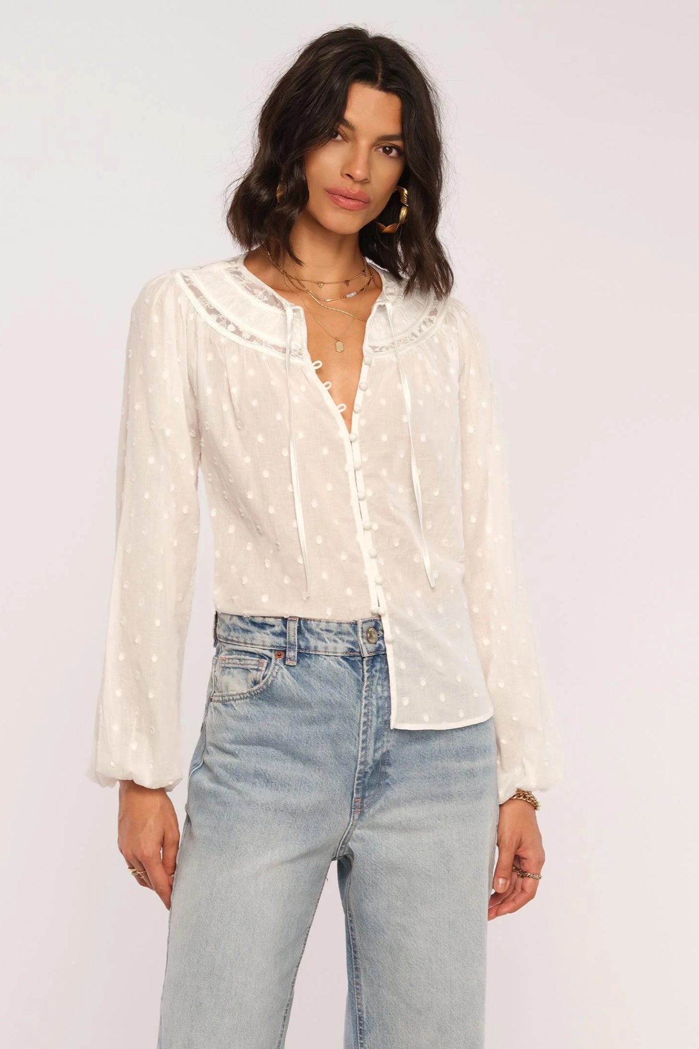 Anima Swiss Dot Woven Top