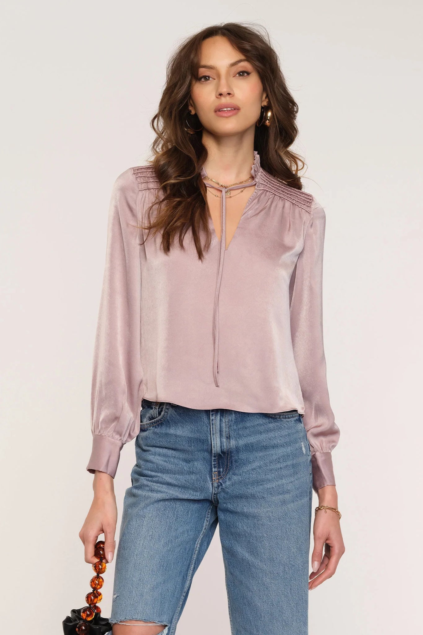 Delicada Smocked Shoulder Blouse