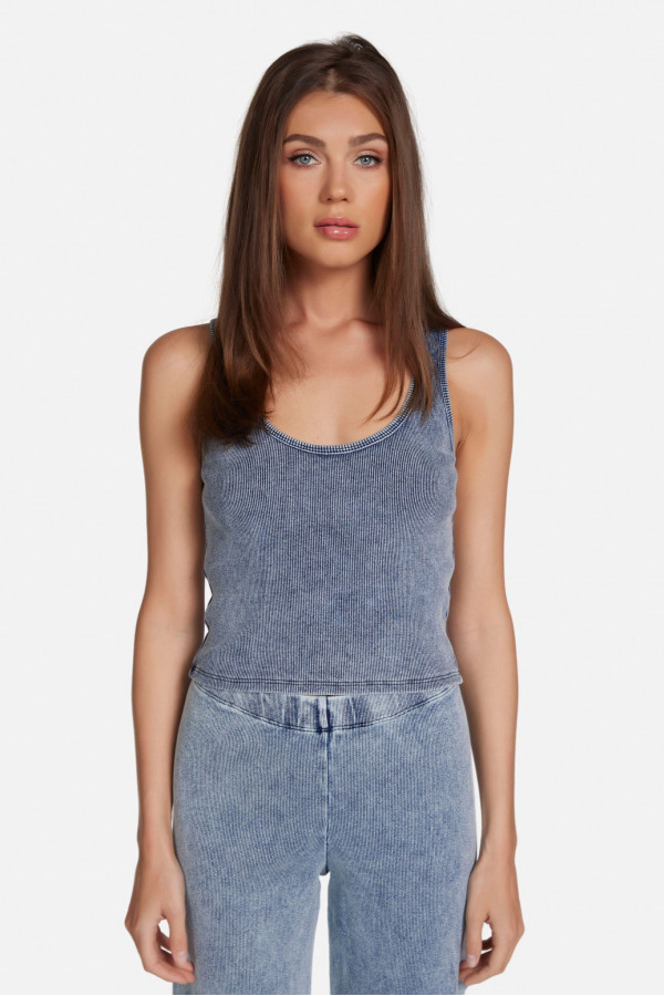 Tulle Denim Wash Tank
