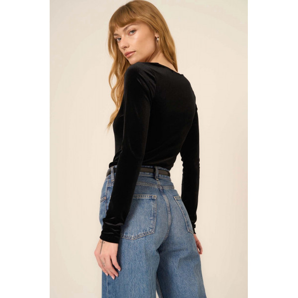 Lush Rush Come True Square Neck Velvet Long Sleeve