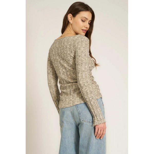 Mist Vibe Boat Neck Sweater Rib Long Sleeve