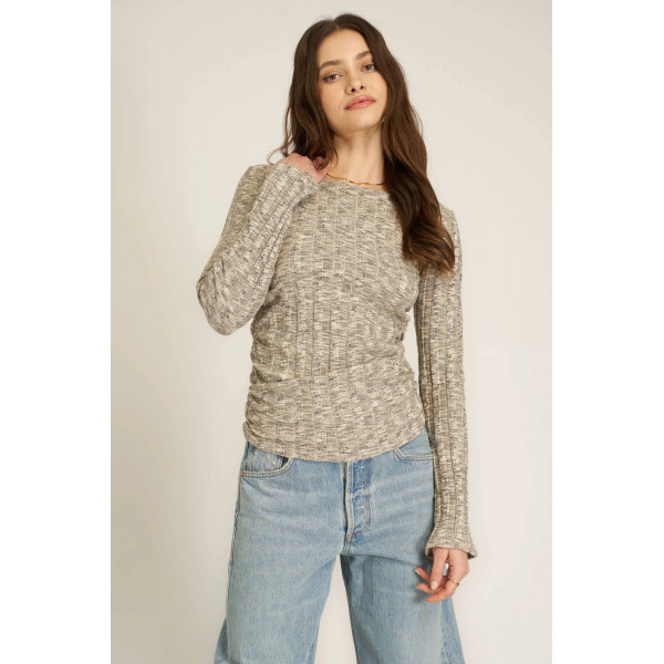 Mist Vibe Boat Neck Sweater Rib Long Sleeve