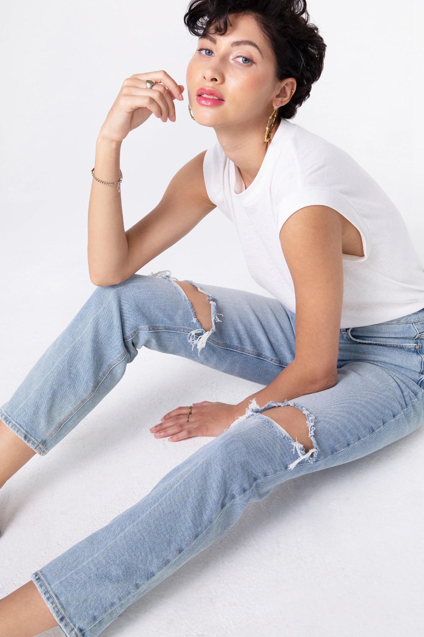 Taffetas High Rise Straight Jean